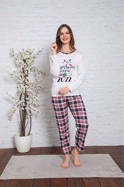 Intisimo Women's Pajamas, Christmas Collection, Christmas Loading, White/red - Xl