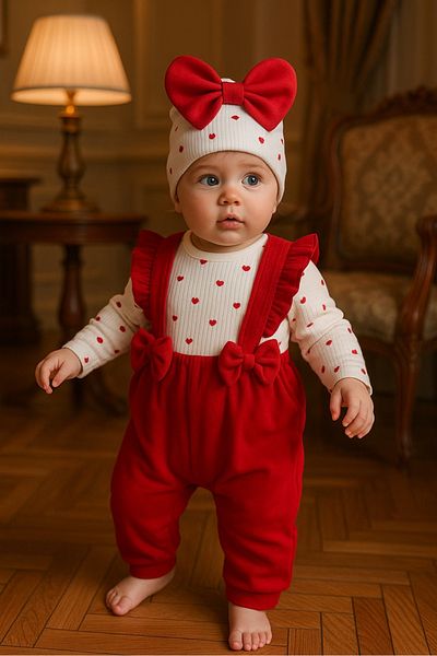 pjishop Pjıshop Newborn Baby Set Baby Outfit Combed Cotton Stylish Model Jumpsuit with Hat