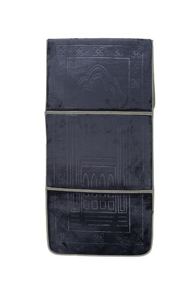 MANASEK 55x110cm Foldable Prayer Mat with Back Rest (Gray)