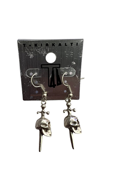 LEA Kılıçlı Kafatası Figürlü Sallantılı Küpe – Gotik Punk Tarz Unisex Takı