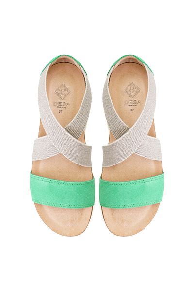 Desa Sandale de damă din piele de căprioară verde