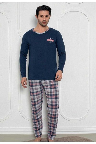 Intisimo Pijamale bărbătești, bluză, pantaloni lungi, academice, bleumarin - 3xl