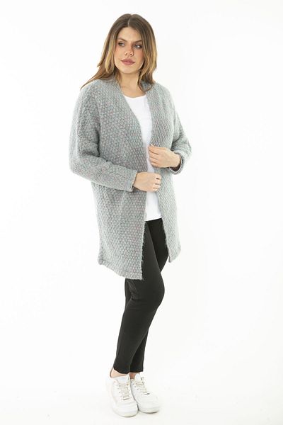 Şans Women's Large Size Colorful Knitwear Thick Cardigan 65N37133