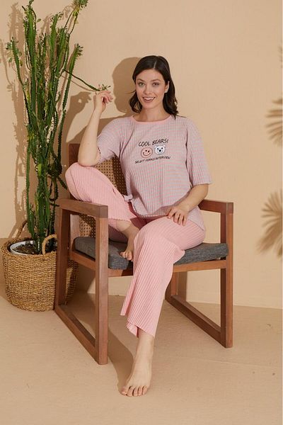 Intisimo Women's Pajamas, Cotton, Cool Bears, Pink - L