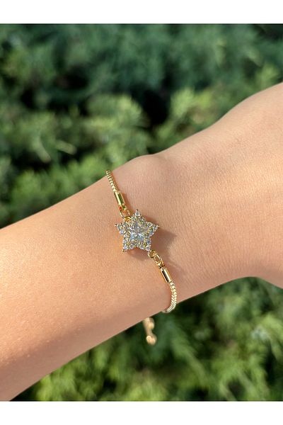 Eylülün Takısı Women's Gold Color Stone Star Bracelet