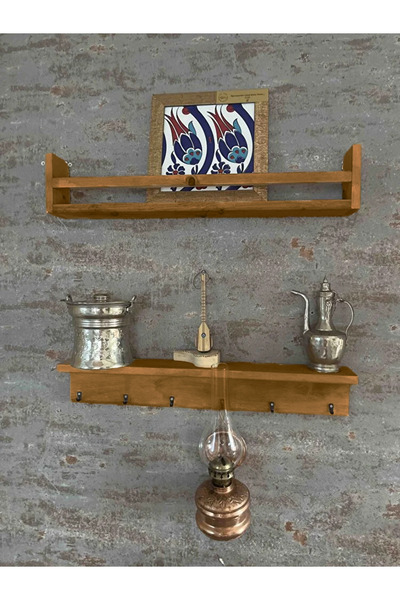 Wooden Factory 2’li Terek Raf Seti – Modern Tasarımlı Ahşap Dekoratif Raflar