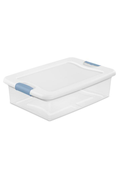 Sterilite Latch Closure Rectangular Plastic Storage Box 32 Quart