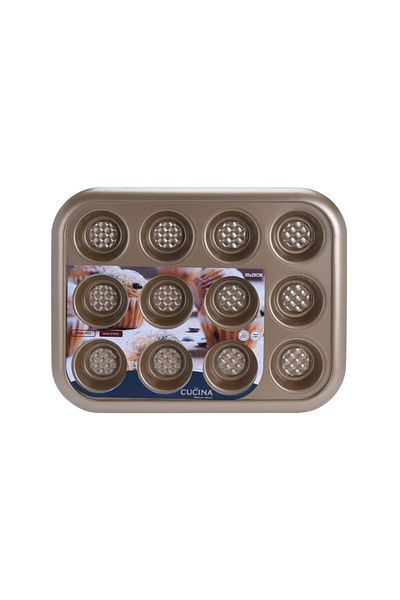 Excellent Houseware Χρυσό ταψί για μάφιν, αντικολλητικό 38x29,5x3,5 εκ.