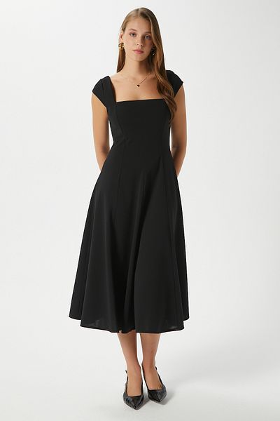 Ritnice Women's Heal Black Strappy Midi Dress 00063