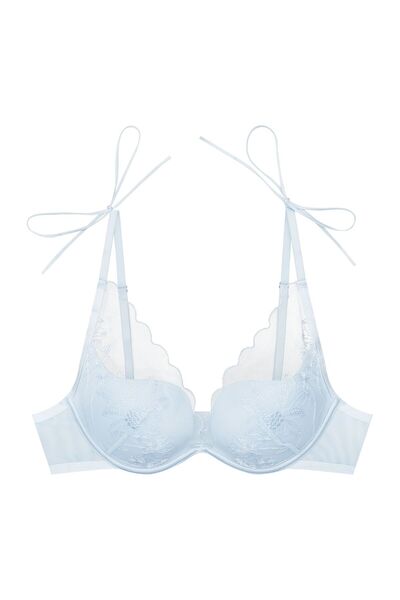 ESOTIQ Sutien push-up cu armătură, broderie florală, fundă și volane, romantic, drăguț | Bebeluși