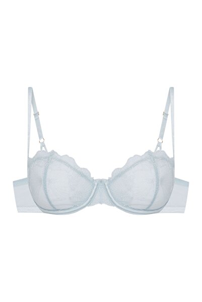 ESOTIQ Sutien moale cu balcon, cu armătură, broderie și plasă decorativă la s...