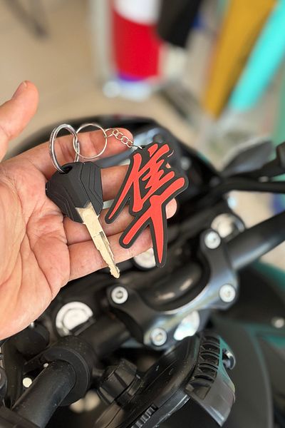 Banxtre Red-Black Hayabusa Keychain with Japanese Writing for Motor