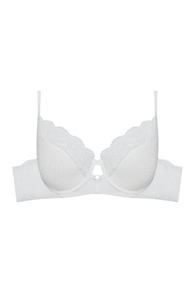 ESOTIQ Sutien semi-bumbac cu armătură, dantelă florală, decupaj decorativ în față, elegant și clasic | Tarot