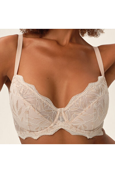 ESOTIQ Sutien semi-umflat cu armatură și dantelă florală, susținere ridicată,...