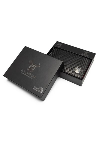 Toro Nero Men's Wallet Made Of Genuine Leather, Black-red, Musseles Eyelet, Rfid Protection