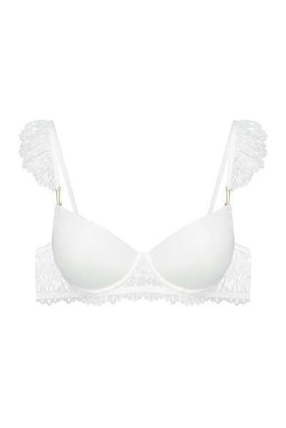 ESOTIQ Sutien push-up cu armătură și bretele decorative detașabile, cupe fine și dantelă angelică | Ofiel