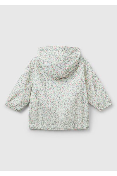 United Colors of Benetton Baby Ecru All Printed Double Pocket Hooded Raincoat