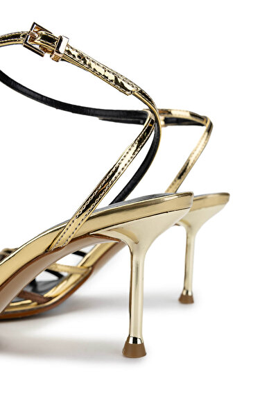 Tamer Tanca Women's Genuine Leather Gold Heeled Shoes