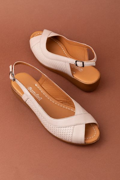 Gondol Genuine Leather Wedge Heeled Comfortable Mother Sandals Mlk.5812