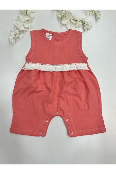 Esterella Baby Girl / 100% Cotton / muslin Jumpsuit with Ruffle Detail / snaps