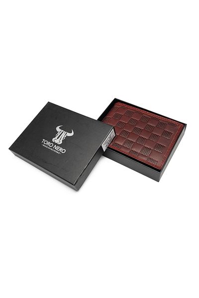 Toro Nero Square red genuine leather wallet