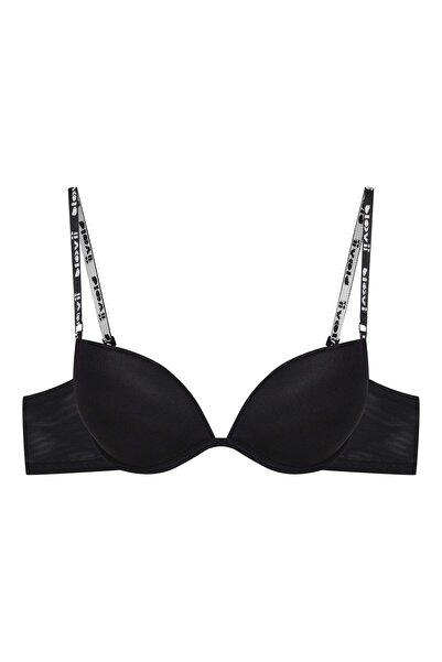 ESOTIQ Sutien push-up BLOOVII, cupe fine, decolteu adânc, bretele, cu logo, cool și confortabil | Oui