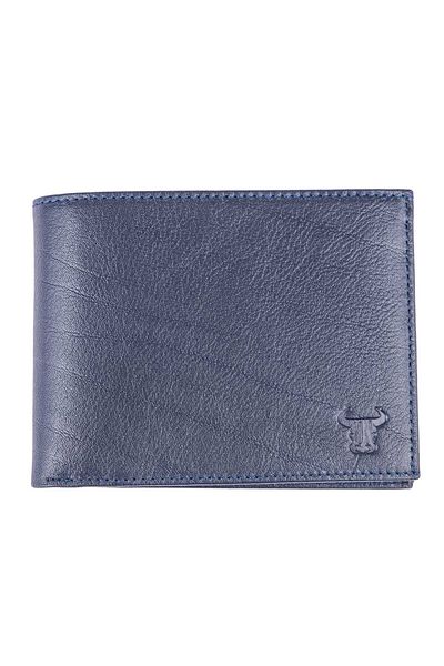 Toro Nero Men's wallet made of natural leather, navy blue-brown, Landscape