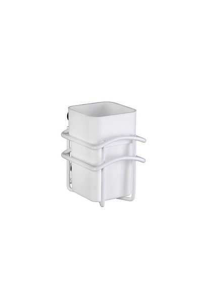 Saban Classic Plus Toothbrush Holder – White Plastic Chamber, Stainless Steel Body 8 X 11 X 10 cm