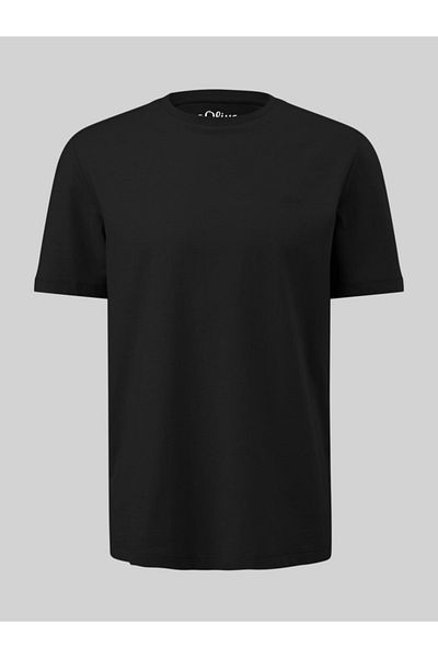 s.Oliver Big Sizes, Men's big size T-shirt with scoop neck and logo, cotton