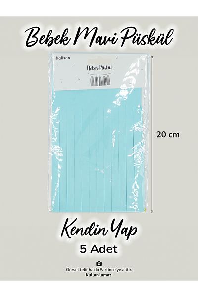 partince Σετ 5 τεμαχίων Baby Blue Color DIY Tassel Tassel Chain Party Στολίδι γενεθλίων