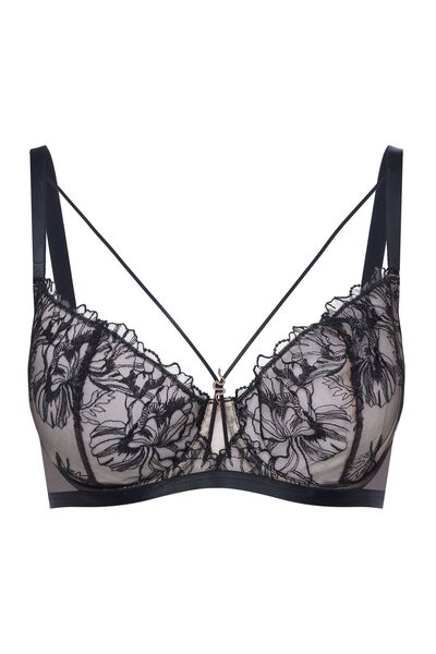 ESOTIQ Sutien moale cu armatură, fără căptușeală, cu dantelă și bretele decorative în față, cu pandantiv tip șarpe, sexy și elegant | Boa