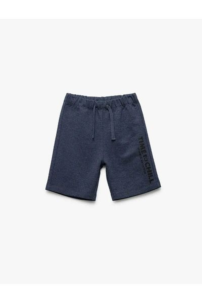 Koton Pantaloni scurți albaștri pentru băiat cu talie cu imprimeu 5skb40150tk