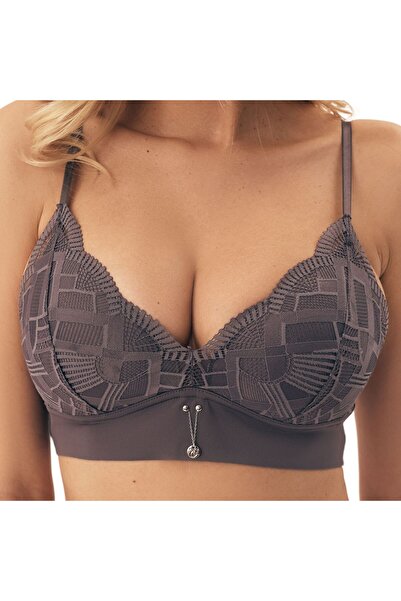 ESOTIQ Triangle Bra Underwired Reinforced with Wide Underband Geometrical Lace Silver Pendant | Intro