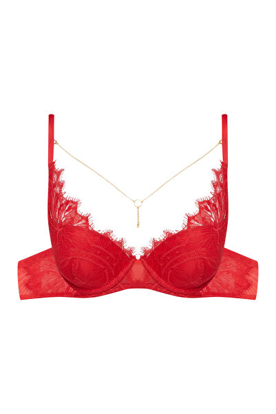 ESOTIQ Push-Up Bra Underwired with Floral Lace & Removable Decorative Decolle...