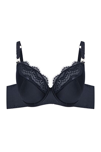 ESOTIQ Sutien semi-umflat, cupe din satin cu armătură și bretele decorative din dantelă, elegant și sexy | Brillant