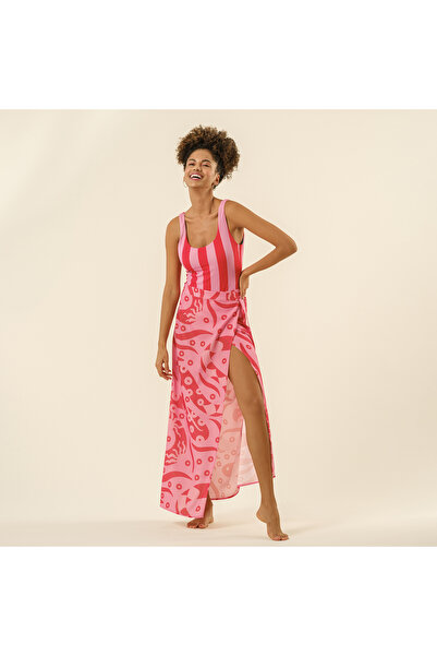 Zsa Zsa Zsu Protı Dijital Baskılı Bağlamalı Etek - Pembe