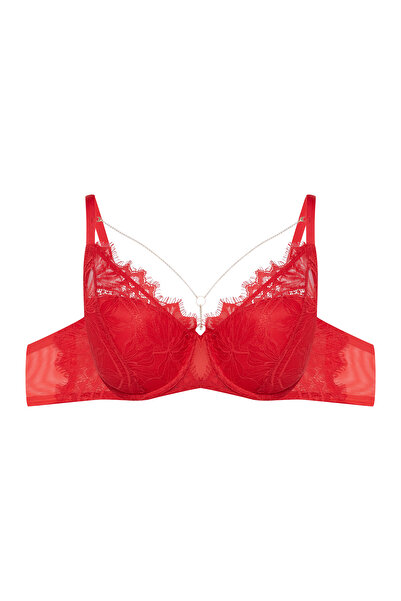 ESOTIQ Lightly Padded Bra Wired with Floral Lace & Removable Decorative Decol...