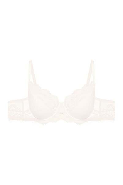 ESOTIQ Sutien semi-bumbat cu armătură, dantelă florală, inimă aurie, elegant și clasic | Inimă