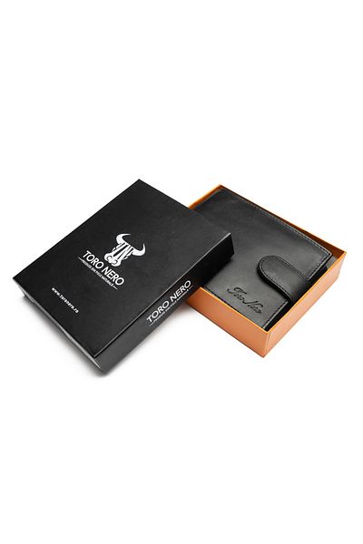 Toro Nero Men's Wallet Made Of Genuine Leather, Matte Black Viki, Rfid Protection