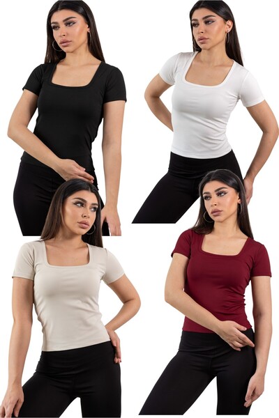 KHAB PREMİUM 4-dijelni četvrtasti izrez Osnovni puni Likra telo