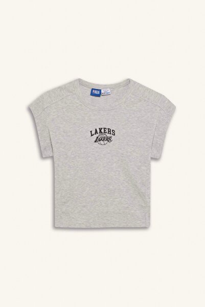 DeFacto E3828 Gri DeFactoFit NBA Los Angeles Lakers Standart Fit Bisiklet Yak...