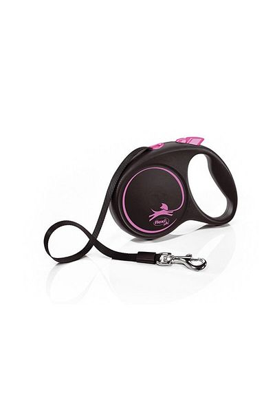 Flexi Black Design Stripe Automatic Dog Walking Leash Pink/Black Medium 5 Mt
