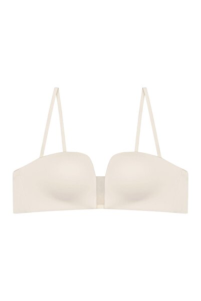 ESOTIQ Sutien push-up fără fereturi, cu cupe preformate și decupaj din plasă, tip balconet, finisaj neted, Basic | Blank