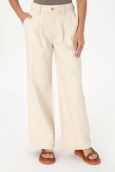 U.S. Polo Assn. Women's Ecru Loose Fit Canvas Trousers 50309133 -Vr019