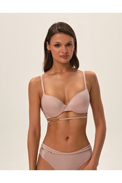 ESOTIQ Sutien push-up cu cupe și laterale fine, bretele decorative cu închiză...