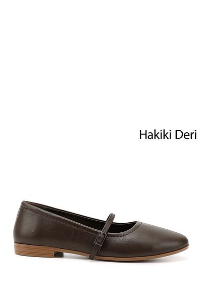 GÖNDERİ(R) Women / Girls Brown Antique Mary Jane Genuine Leather Ballerinas
