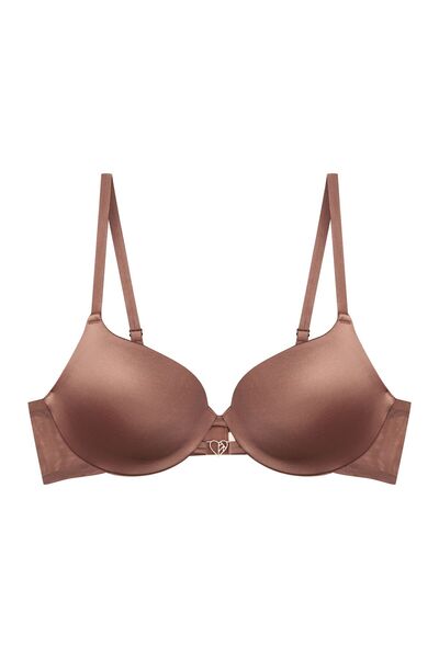 ESOTIQ Sutien push-up cu armătură, suprafață netedă, inimă aurie, decorațiune...