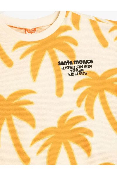 Koton Palm Patterned Cotton Ecru Baby Boy T-Shirt 5Smb10047Tk
