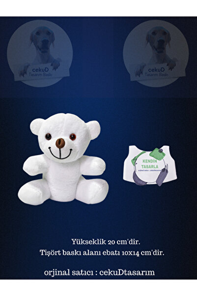 cekud tasarım baskı Kişiye Özel Mesajlı Peluş Ayıcık – 20 cm | Hediye Ayı | F...