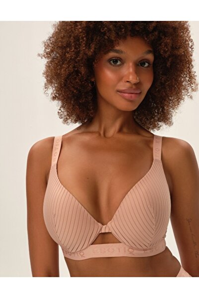 ESOTIQ Sutien triunghiular ușor bumbat, decolteu adânc, cu armătură, dungi, b...